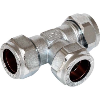 15mm Compression Equal Tee Chrome C15T