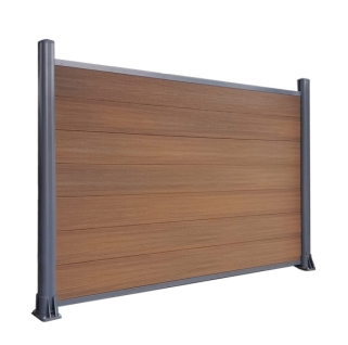 Composite Fence Panel Unit with one Aluminium Post Redwood 1.8 x 1.2m