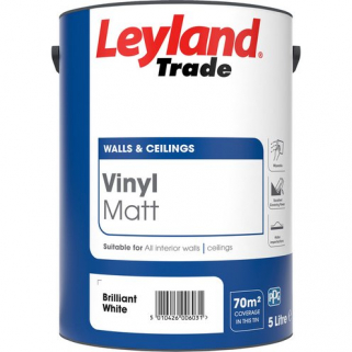 Leyland Trade Vinyl Matt Emulsion Interior Paint 5L Brilliant White
