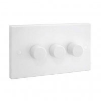 400W 3 Gang 2 Way Push Dimmer White Plastic
